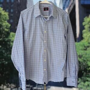 UNTUCKit DURIF Men's M Slim Fit Wrinkle Free Dress Shirt Blue Check Plaid Casual